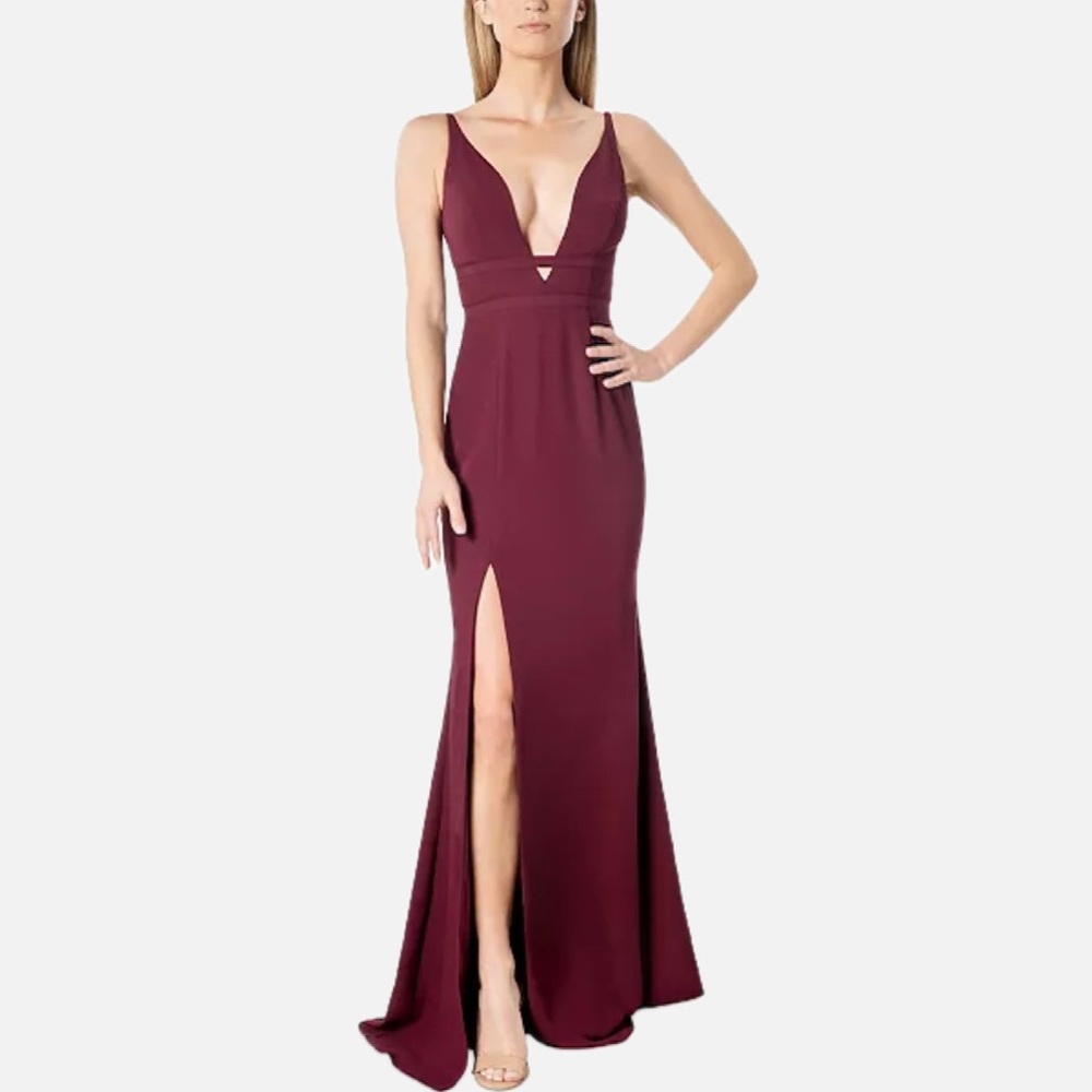 Dress The Population - Viola Gown deep wine/burgundy color